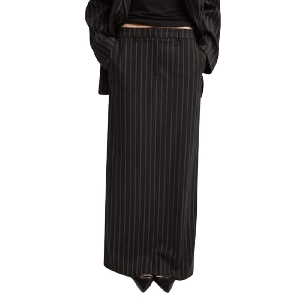 Striped Tailored Maxi Skirt